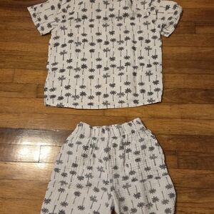 DKNY Kids Palm Print Pajama Set - White and Black